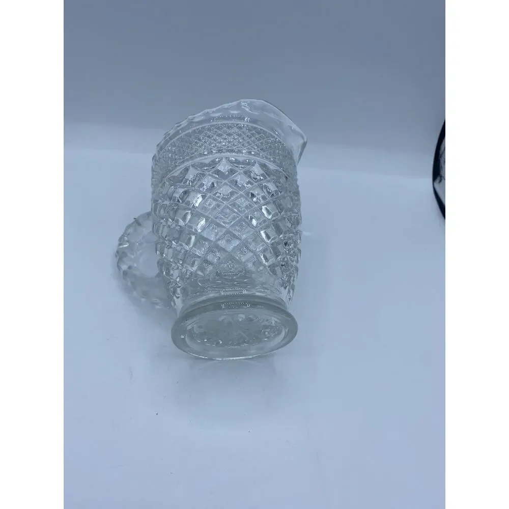Antique Clear Glass Thick Heavy Decorated Clear Glass Creamer